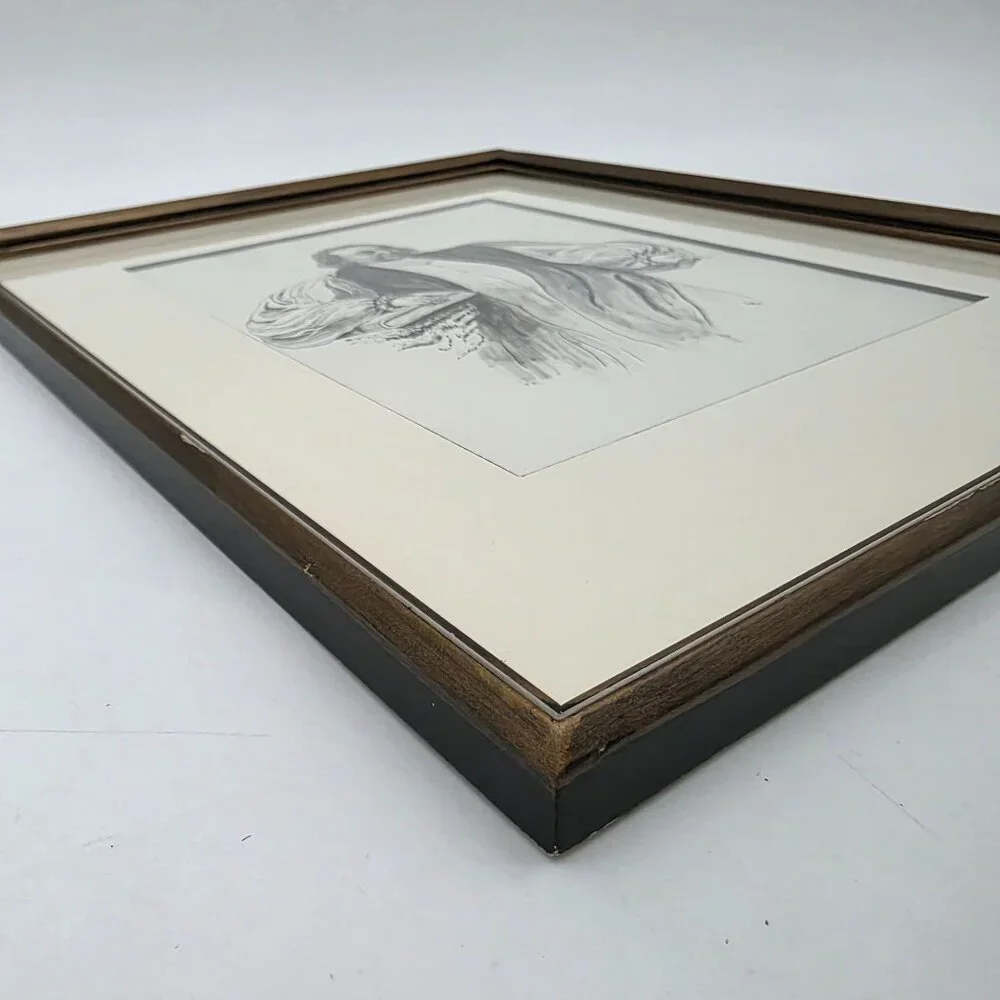 Framed Black & White Samuel Seabury Illustration Original Wooden Frame 11.5